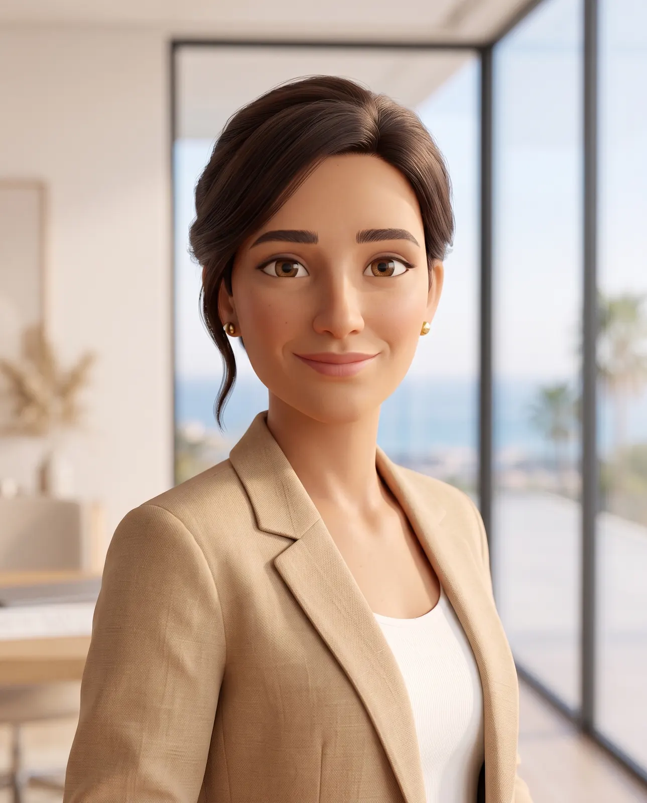 Retrato de Vera, la asesora virtual, en la oficina de ventas